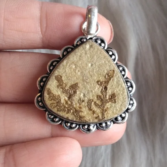 Amazing Psilomelane Silver Plated Gemstone Necklace Pendant - Picture 2 of 4